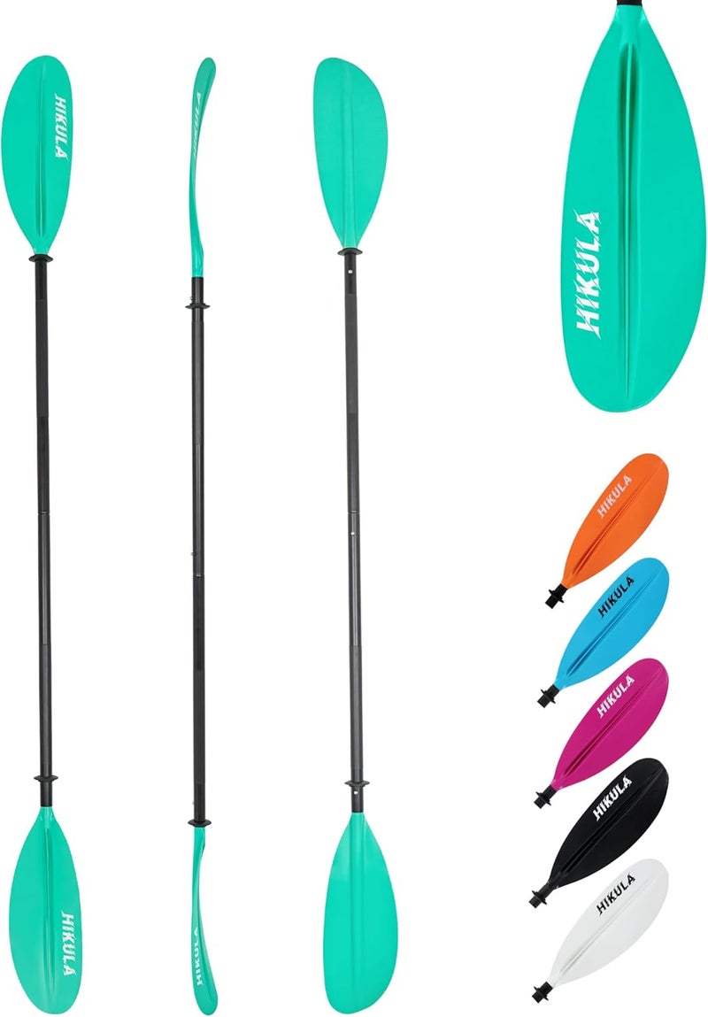 HIKULA Kayak Paddles Aluminum Shaft Paddle with Nylon Blades, Floating Adjustable Kayaking Oars, 3 Piece, 220-240cm/86-94 Inches,Black/Rose/Teal - Image 1